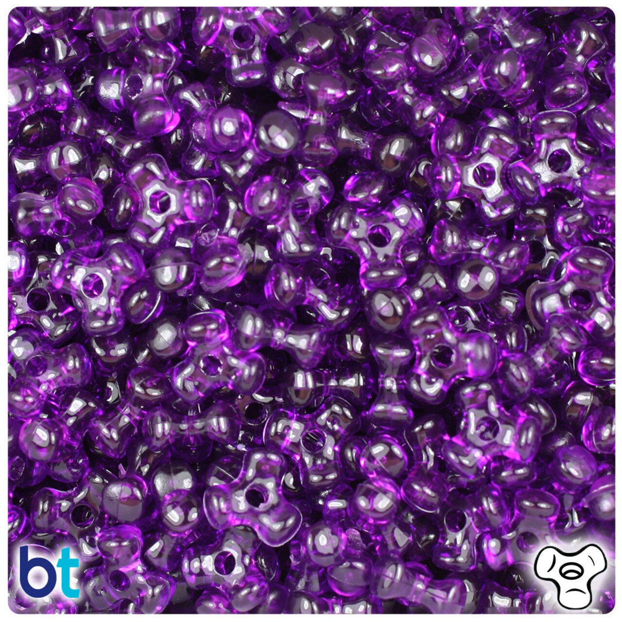 BeadTin Dark Amethyst Transparent 11mm TriBead Plastic Craft Beads (500pcs)